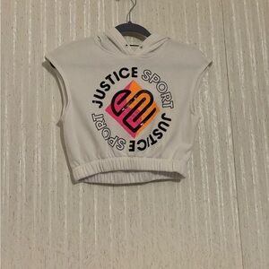 Justice Kids White Hoodie with Colorful Sport Logo